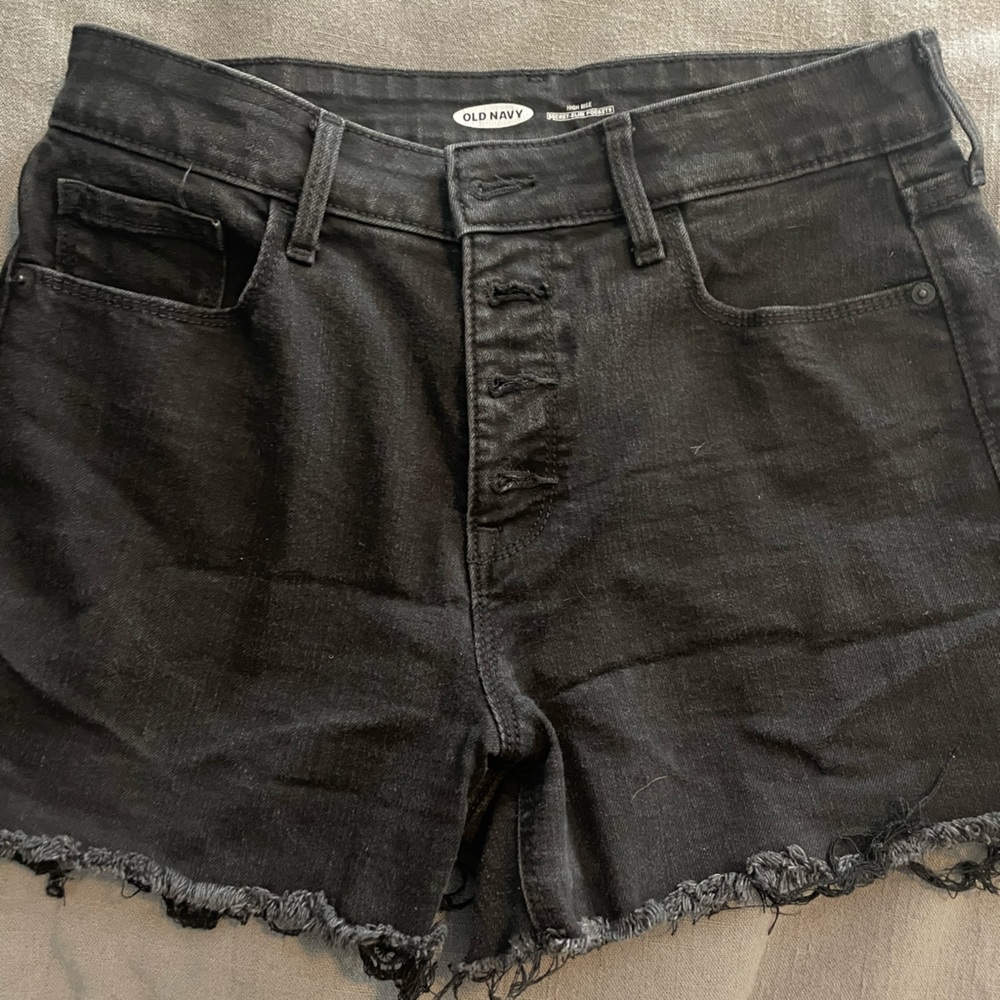 Old Navy button fly black jean shorts